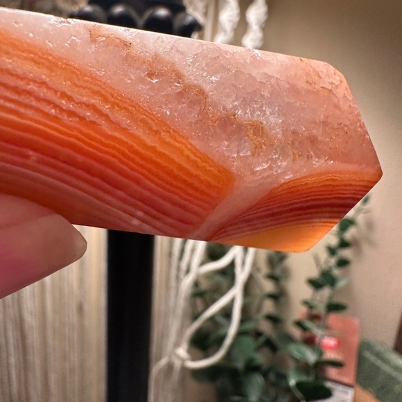 Natural Polished Carnelian Crystal Wand With Metal Stand - Picture 4 of 15